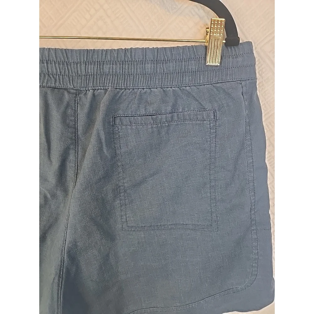 Aventura Size L Hemp Blend Drawstring Shorts Blue Casual Summer Travel - Picture 5 of 8